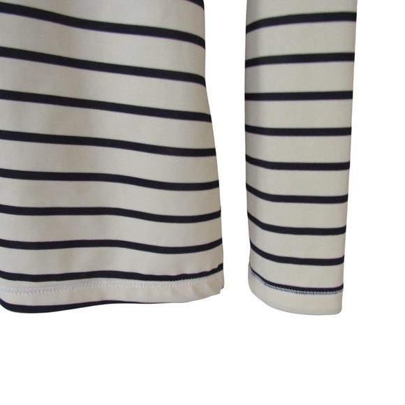 LL Bean UPF 50+ Sun Shirt Small Cream Black Striped Long Sleeve Sweat Wicking - Picture 5 of 7